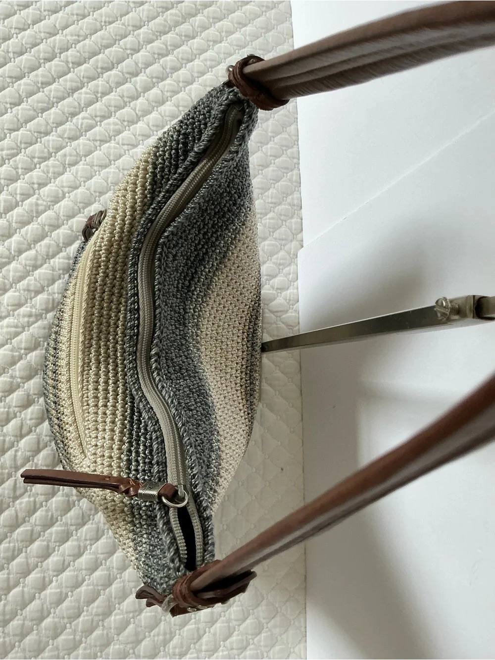 The Sak Sequoia Striped Crochet Hobo Bag in Brown and Cream